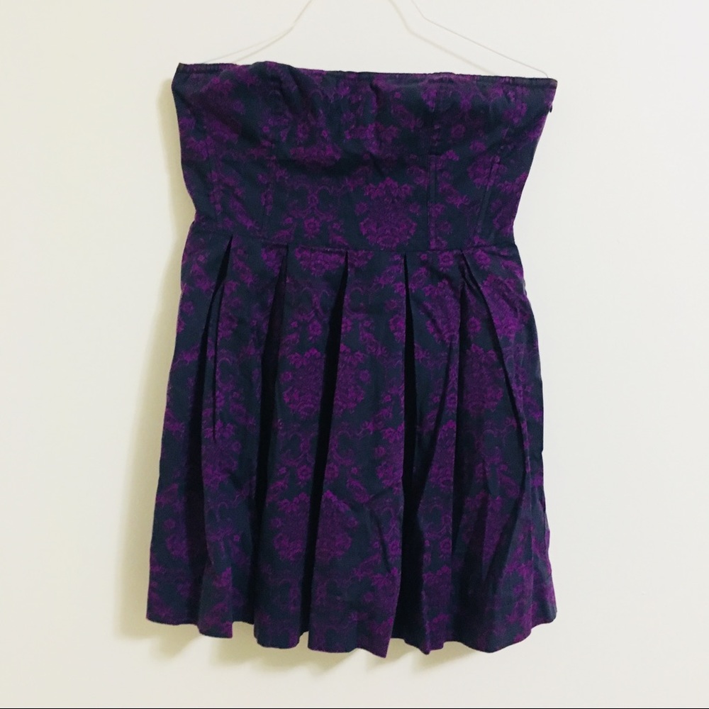 Short Strapless Black & Purple Dress